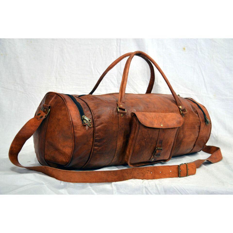 Vintage Leather Overnight Travel Duffle Luggage Gym Bag Handmade Men Weekend