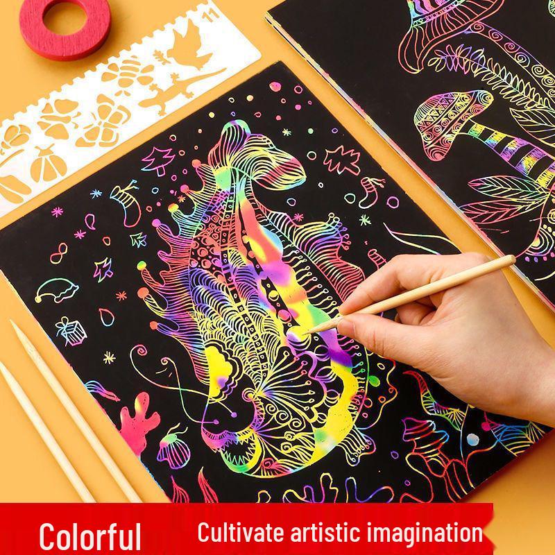 

Барвистий дитячий скретч-папір для навчального використання - Ідеально підходить для дитячого садка та початкової школи 10 Sheets