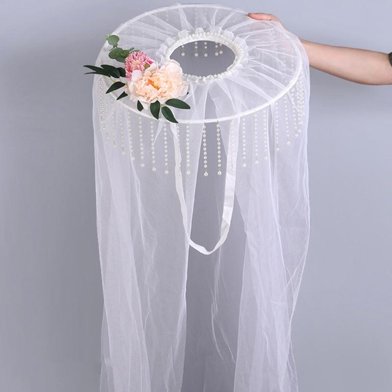 White Chinese Ancient Veils Hat Tradition Hat Douli Hat Role Playing Knight Hat for Authentic Historical