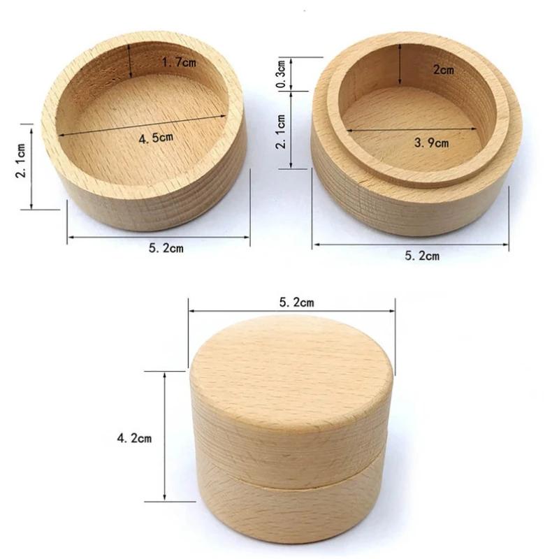 5/10PCS Round Wooden Wedding Ring Jewelry Trinket Box Baby Tooth Keepsake Wood Storage Container Case Gift Boxes Home Storage