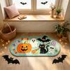 Cloud Shaped Halloween Bath Mat Soft Absorbent Rug Pumpkin Ghost Black Cat Witch Hat Skull Candy Print Non Slip Floor Mat