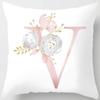 White Pink Alphabet Pillowcase Letter A-Z Flower Pillow Cover Sofa Cushion Cover Home Decor Pillow Cover