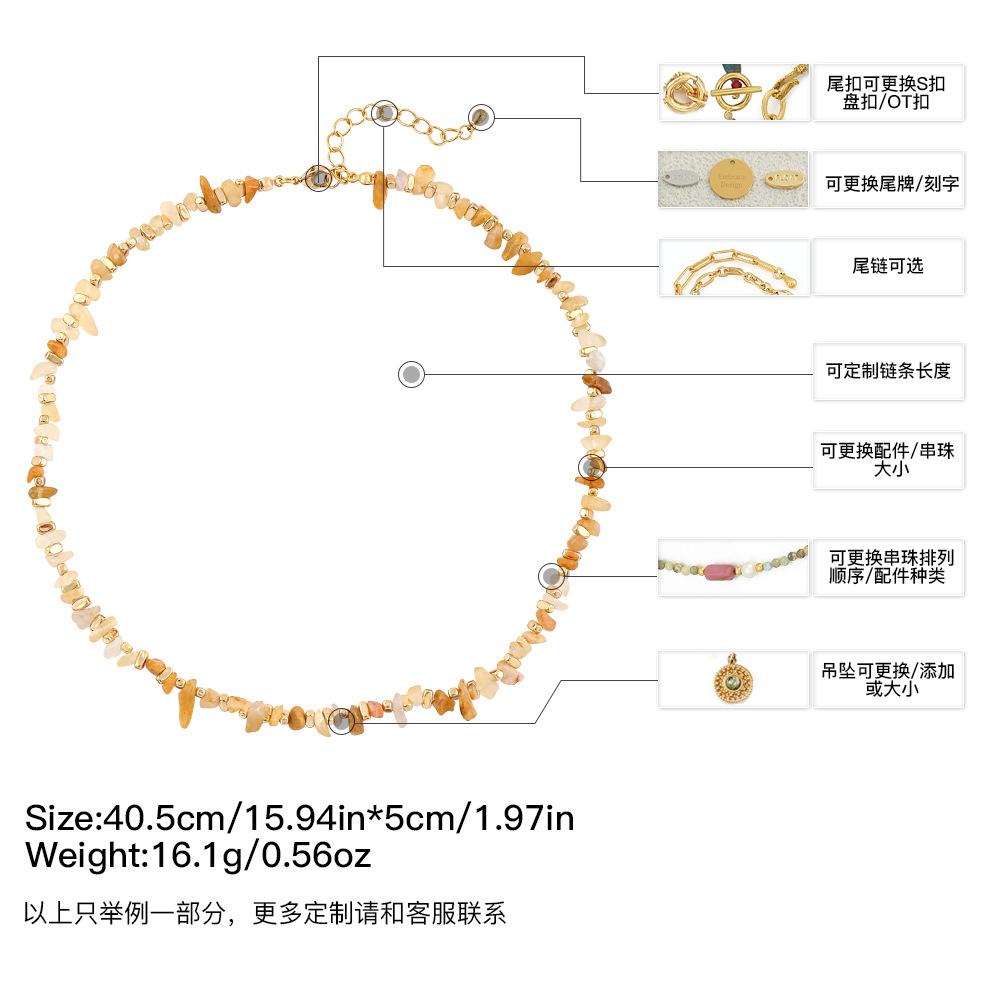 GEMCHIC Women s Bohemian Natural Stone Necklace Irregular Warm Tone Geometric Beaded Choker