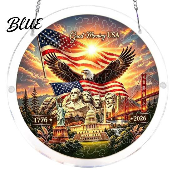 Decorative Sun Catcher For Home 4th of July Acrylic Puzzle Suncatcher Patriotic Window Hanging Ornament 250th Anniversary Decoration America Jigsaw