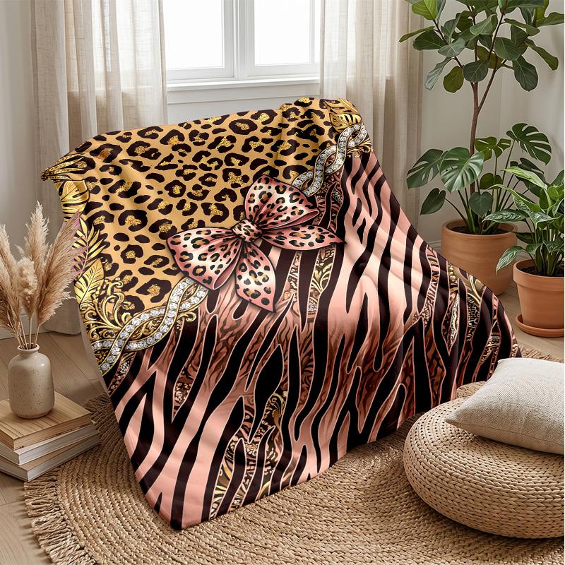 Leopard and Zebra Elegance 2 Theme Blanket Lightweight Warm Flannel Blanket Decorative Throw Blanket for Home Decoration