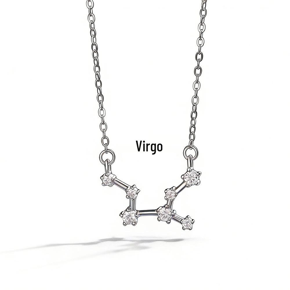 S925 Sterling Silver Zodiac Necklace for Women - High-End, Versatile Clavicle Chain Jewelry