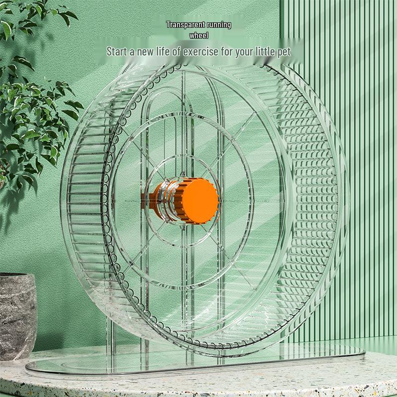 Extra Large Silent Hamster Running Wheel with Stand & Double Bearings - Includes Exercise Flywheel, One-Piece Design, Free Shipping