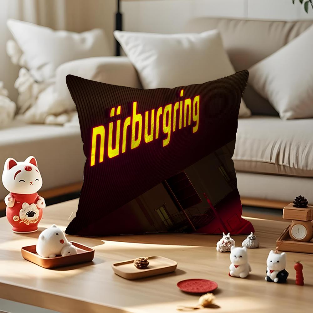 Classic N-Nurburgrings Cushion Cover Silky Short Plush Invisible Zipper Dustproof Sofa Pillow Case For Home Decor