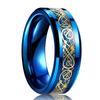 Fashion 8mm Tungsten Wedding Rings For Men Black Brushed Stainless Steel Celtic Dragon Ring Men's Wedding Band Jewelry
