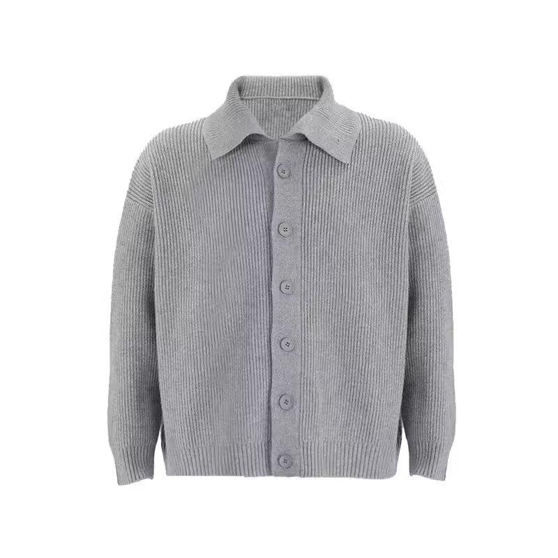 Cardigan Rétro Lâche pour Homme - Couleur Unie, Style Automne/Hiver