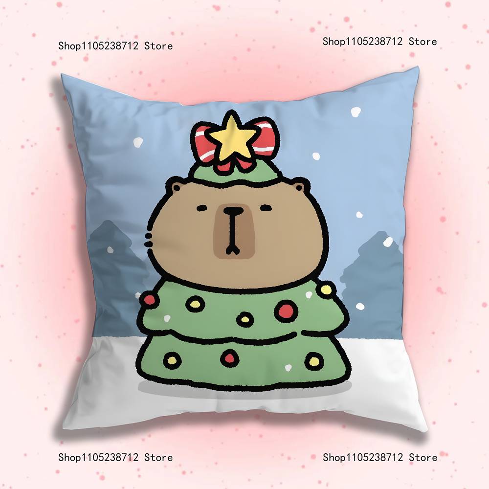 Cute Cartoon C-Capybara Pillow Covers Cartoon Sofa Decorative Home Double-sided Printing Short Plush Cute Cushion Cover