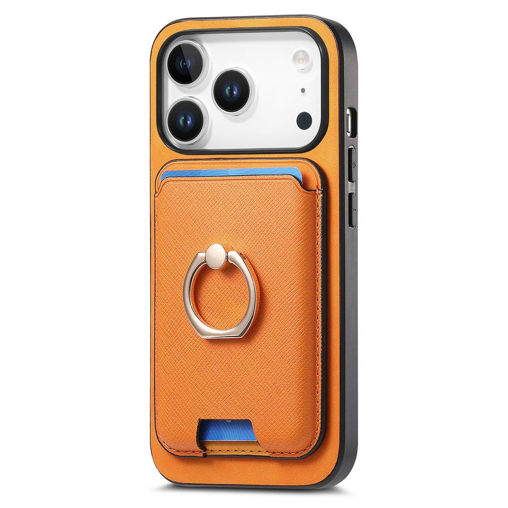 For iPhone 17 Pro Magnetic Case Detachable Card Bag Leather Back Cover with Kickstand