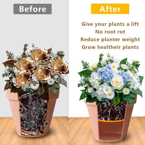 Yousheng Planter Insert Disc Round Planter Insert with Drainage Holes Reusable Plant Pot Insert Use Less Potting Soil for Tall Flower Pots