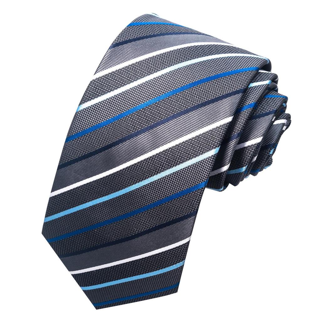 Spring/Summer Blue Series Men's Yarn-Dyed Jacquard Tie - British Style, Hand-Tied, Business Fashion