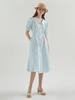 A.RIFF Anna Cotton Puff Short Sleeve Long Shirt Dress_Sky Blue