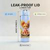 1PC Curly Hair Girl Sunflower Field Print 750ml Color Plastic Sports Water Bottle Leakproof Flip Straw Lid Suitable for Sports Office Home Use