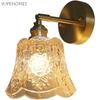 Flower Design LED Wall Light Green Glass Adjustable Direction Nordic Wall Lamp Wrought Iron Energy Saving Bathroom Mirror Light