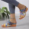Fashion Wedge Slippers Colorblock Tribal Floral Pattern New Women's Platform Slides Tribal Floral Print Sandals Women Ethnic Shoes