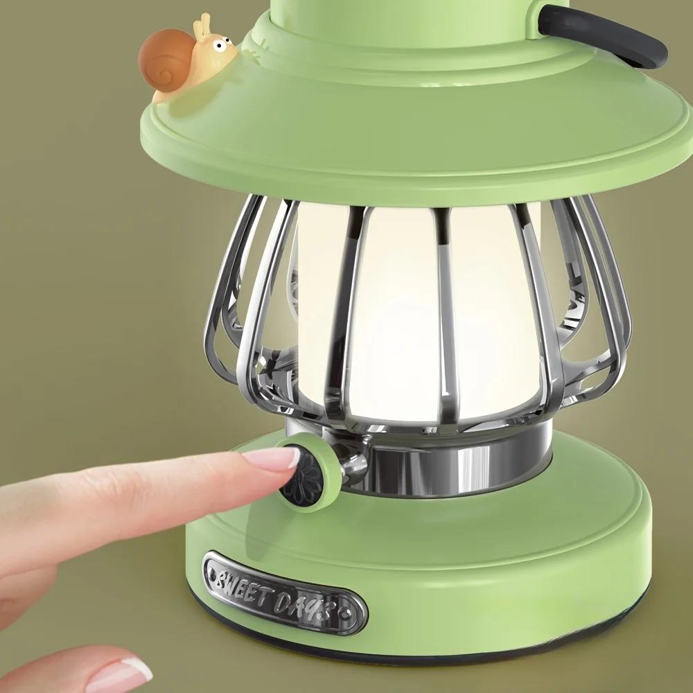 Retro-Schnecken-Design Camping-Nachtlicht, Tragbares wiederaufladbares Outdoor-Licht für Zelt-Atmosphäre, Hofdekoration