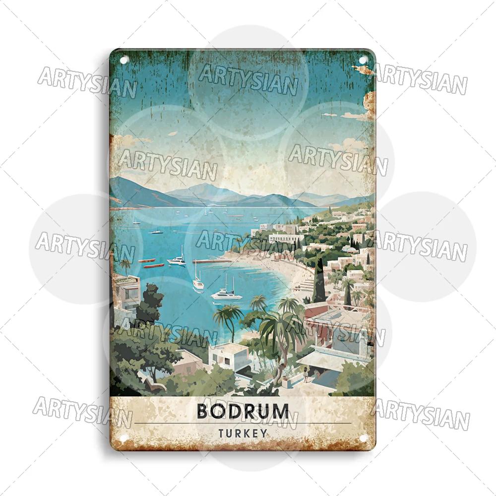 Netherlands Turkey Travel Cityscape Metal Sign Istanbul Bodrum Cappadocia Amsterdam Antalya Bodrum Giethoorn Metal Plaque
