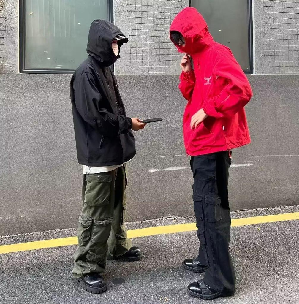 Men's Trendy American Retro Multi-Pocket Loose Straight Overalls