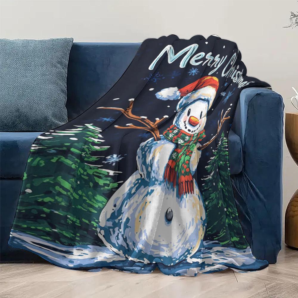 Tuniu Merry Christmas Snowman Blanket Throw Sofa Bed Room Decorative Warm Cozy Gift