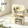 Customizable Desk Layout Perforated Board Storage Rack, Wall Mount Shelf for Office Stationery Bin Supplies Book, Multi-Functional Desktop Organizer