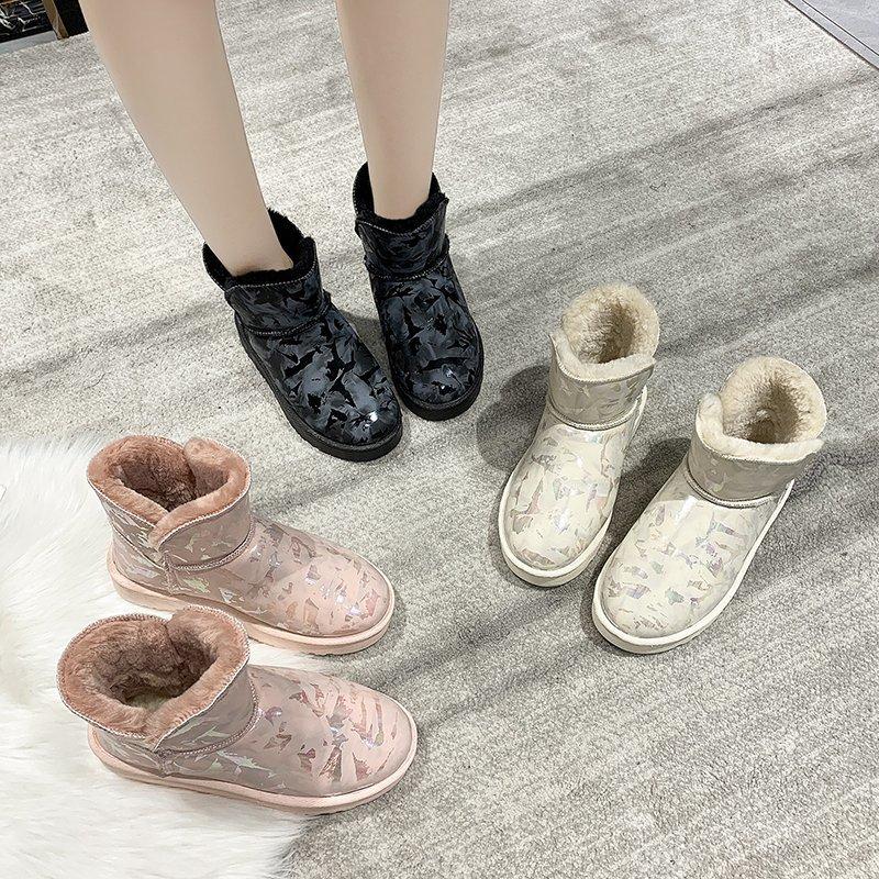 Botas De Mujer Plush Boots  for Women Fashion Winter Indoor Home Fluffy Warm Cotton Boots for Outdoor Fuzzy Cozy Slipper