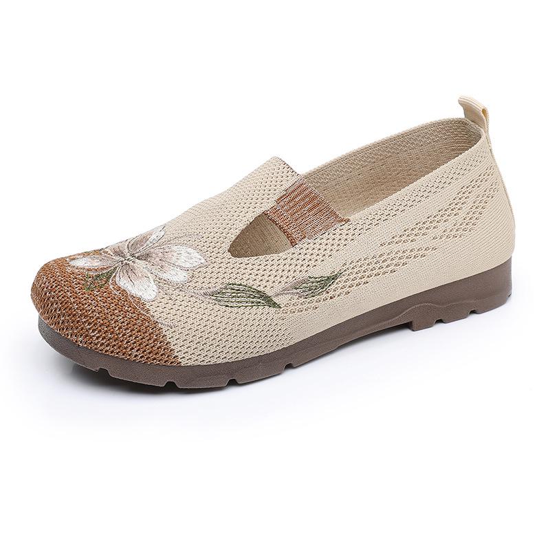 Women's 2025 Summer Embroidered Breathable Soft-sole Slip-on Shoes