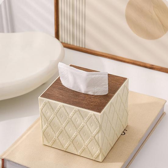 Tissue Box, with Waterproof Wear-Resistant Surface, Diamond Embossed Texture Compact Paper Holder for Office Bedroom