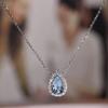 Fresh And Sparkling   Aquamarine Necklace For Women Elegant Light Blue Water Drop Pendant Collar Chain Wedding Jewelry