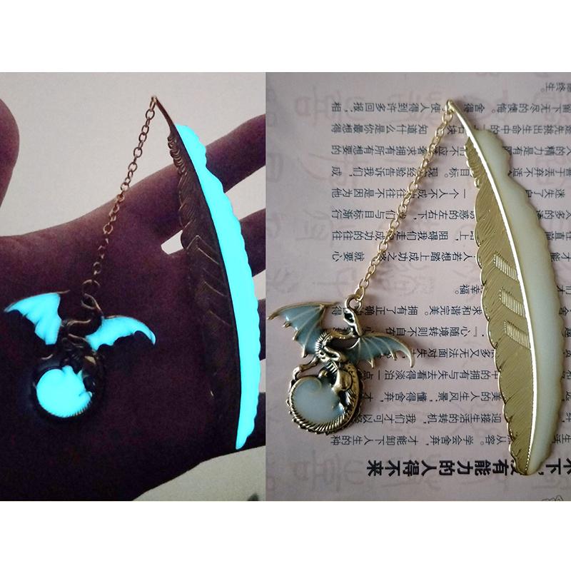 Cute Luminous Metal Feather Bookmarks Kawaii Butterflies Owl Dragonflies Book Marks For Teachers Gift Beautiful Book Accessories