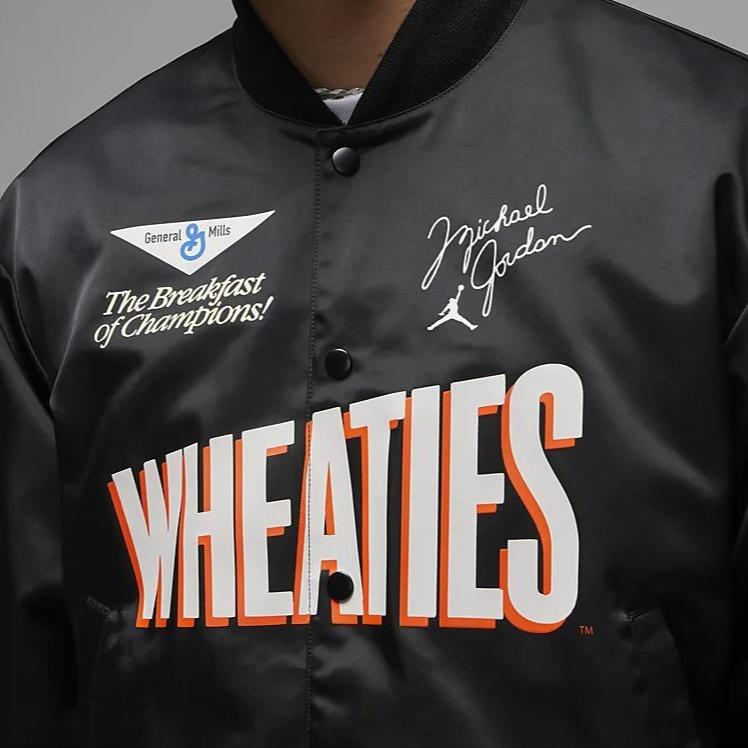 Jordan Alphabet Print Baseball Collar Long Sleeve Jacket Men Jackets Black DV7578-010