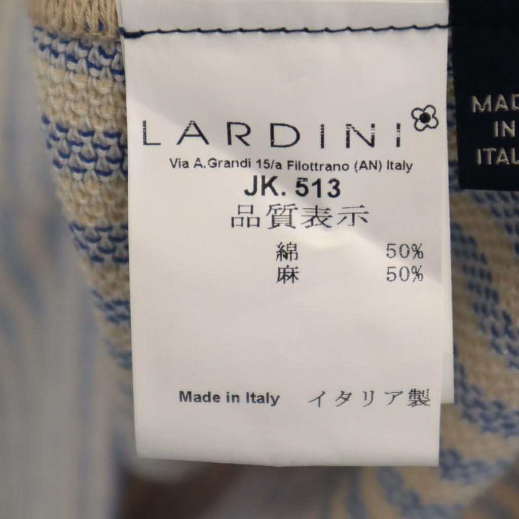 LARDINI Made In Italy Striped Pattern Knit Tailored Jacket M Ivory Men's Used