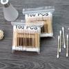 High-quality 100 Soft-bag Wooden SticksDouble-ended Cotton Swabs Beauty Sticks and Makeup Cotton Swabs