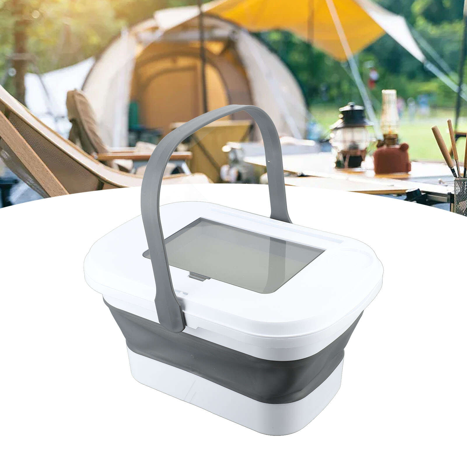 

Складная корзина для хранения для кемпинга, большая вместимость, переносной складной ящик для хранения на открытом воздухе для пикника, барбекю, автомобиля, белого цвета белый