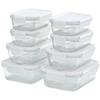 Bon Furniture 8-Piece Glass Storage Container Set, Airtight, Freezer-Resistant, Microwave, Oven, and Dishwasher Safe, with White Lids and 4-Point Lock