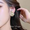 Gold-Plated Zircon Pearl Flower Clip-On Earrings – No Piercing Needed, Luxury Daily Wear
