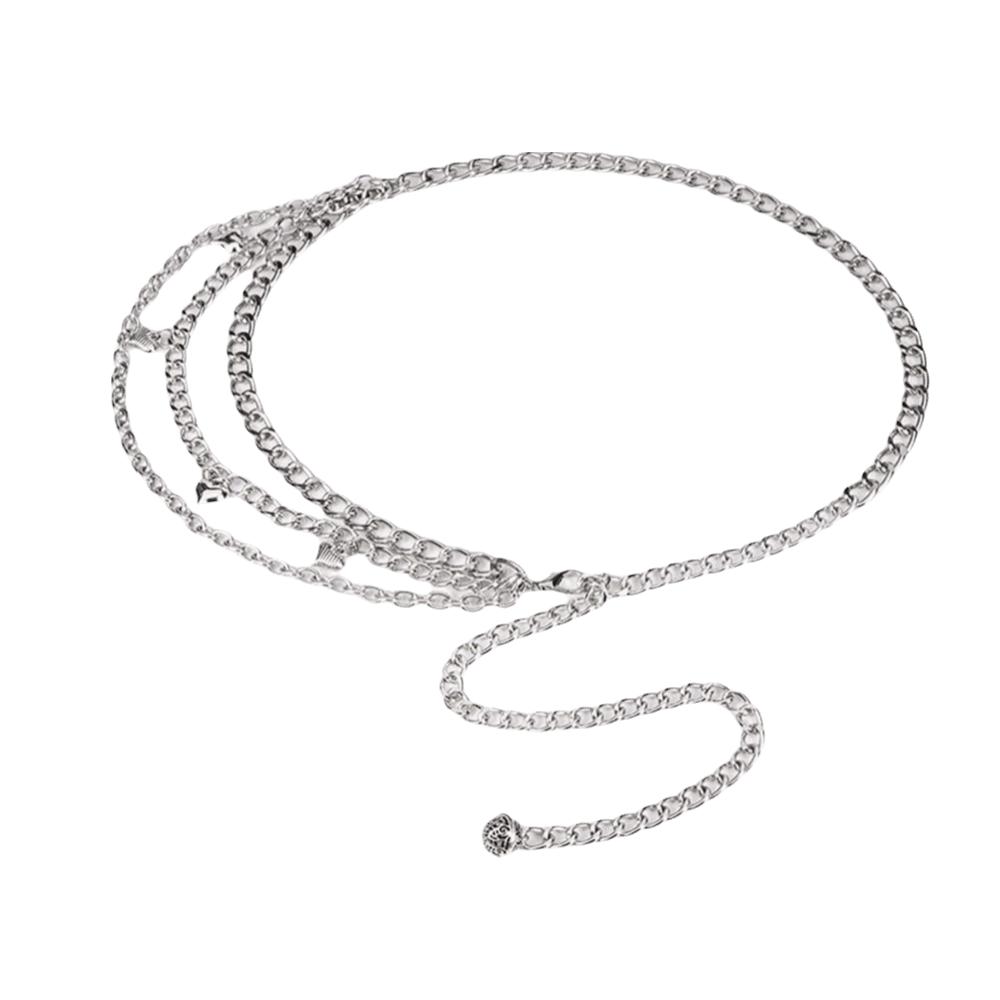 Multi-Layer Waist Chain Heart-shaped Body Chain New Metal Chain Belt  Jeans Dress серебряный