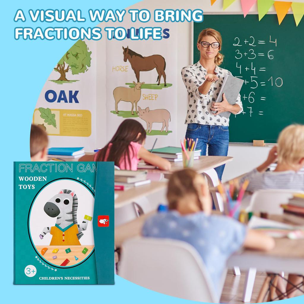 1Set Magnetic Fraction Demonstration Book, Magnetic Fraction Tiles, Fractions Manipulatives, Score Disk Demonstrator Math Puzzle