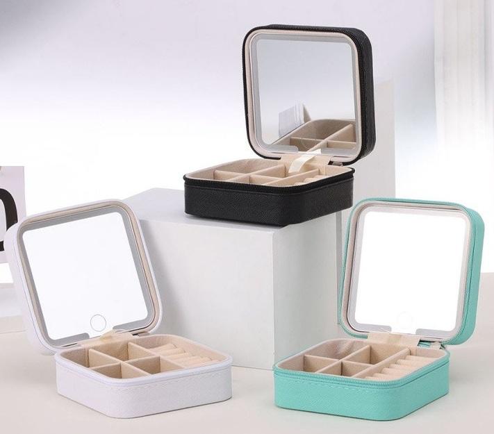 Custom Vanity Cosmetics Case Storage Bag Travel Organizer Light up Makeup Box With Led Light Mirror
