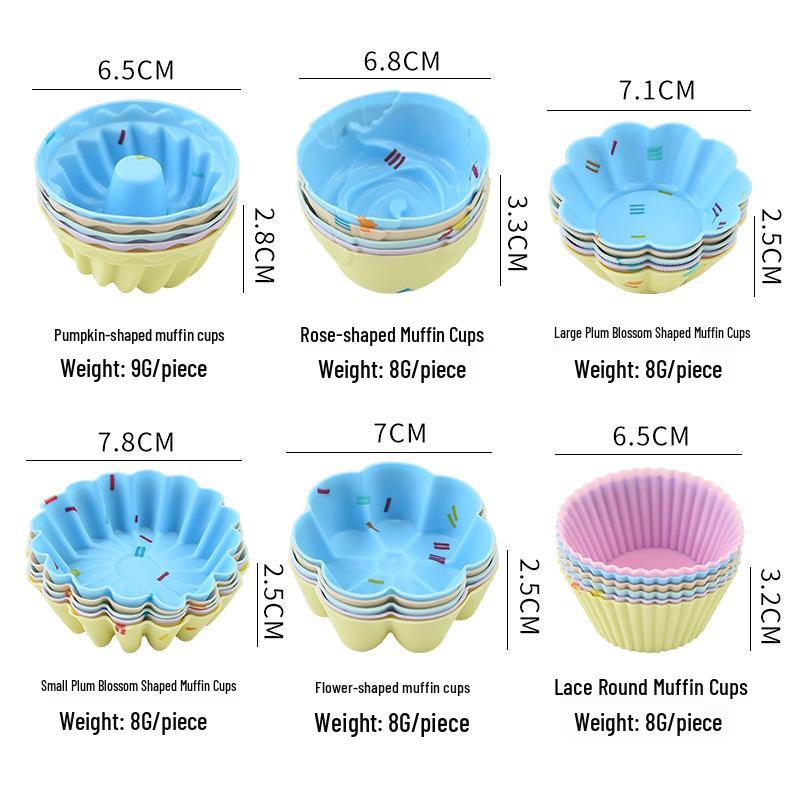 Silicone Muffin and Cake Molds for Baking, Egg Tarts, Steamed Eggs, Pudding, and Jelly Cups.