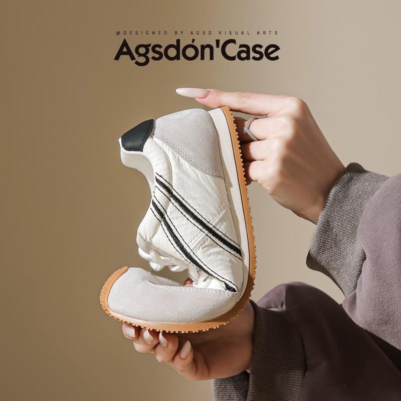 Augustus Den dopamine German training shoes women's 2025 new spring and summer casual flat-bottomed Forrest Gump sports little white shoes