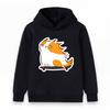 Kids Boys Girls Hooded Sweatshirt, Casual Cute Skateboarding Orange White Cat Print Pullover Hoodie, Soft Long Sleeve Loose Pullover