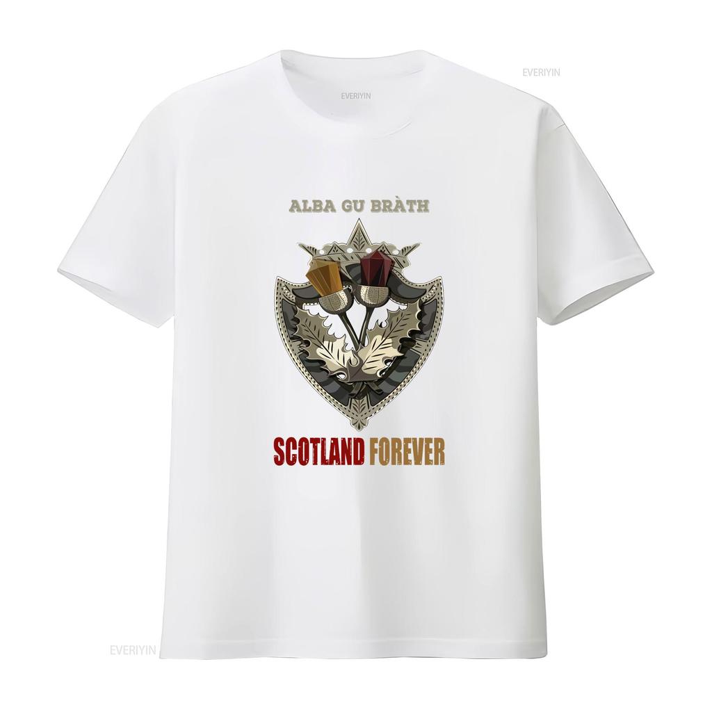 Alba Gu Bràth Scotland Forever T Shirt 6319 Scottish Thistle Shield Design for Patriotic Style Vintage Washed Homme Comfortable