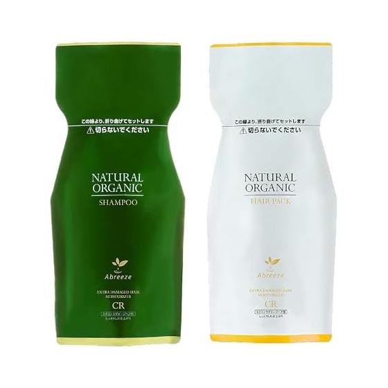 Abreeze Natural Organic Shampoo CR 600ml & Hair Pack CR 600g Refill Set for Extra Damaged Hair Moist Pacific Products abreeze Weakly Acidic