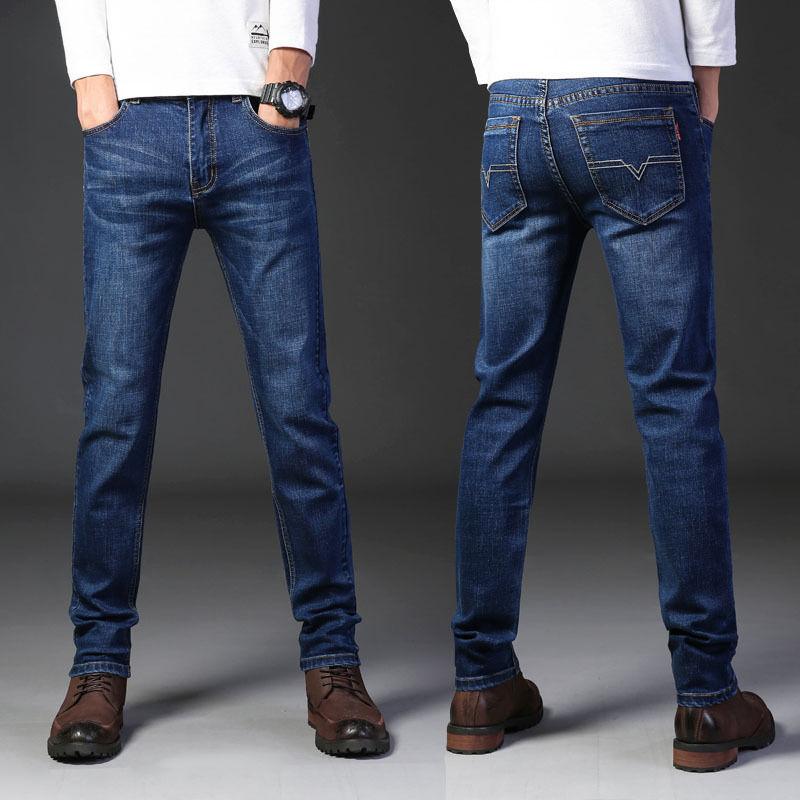 Pantaloni lunghi primaverili ed estivi da uomo, jeans dritti, larghi, casual, aderenti, alla moda, resistenti all'usura