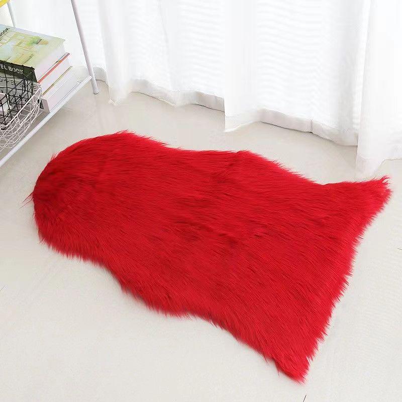 Plush Pink Faux Wool Rug for Bedroom or Living Room