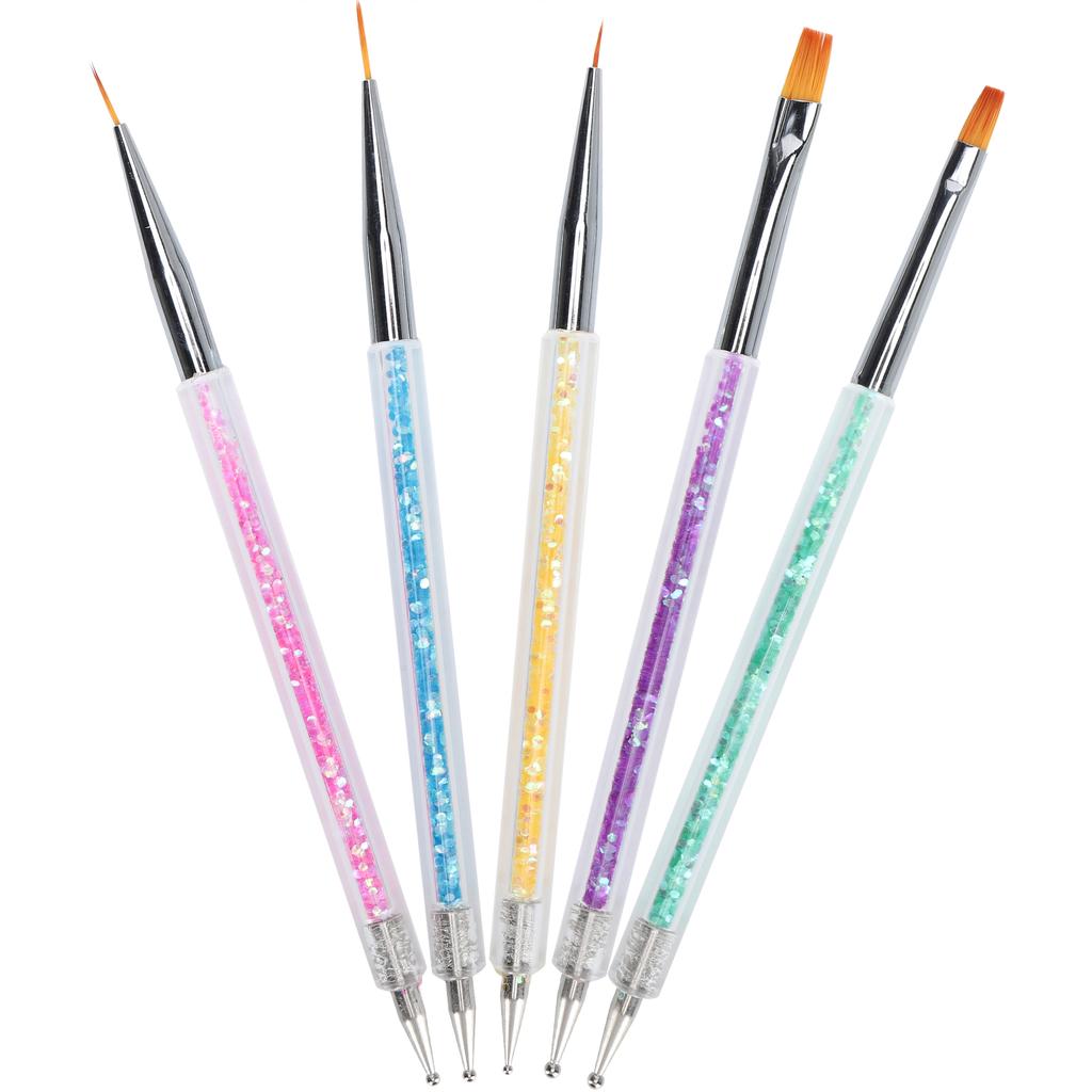 Professional Nail Art Liner Brushes DIY Double End Nail Dotting Pen Painting Brush Set