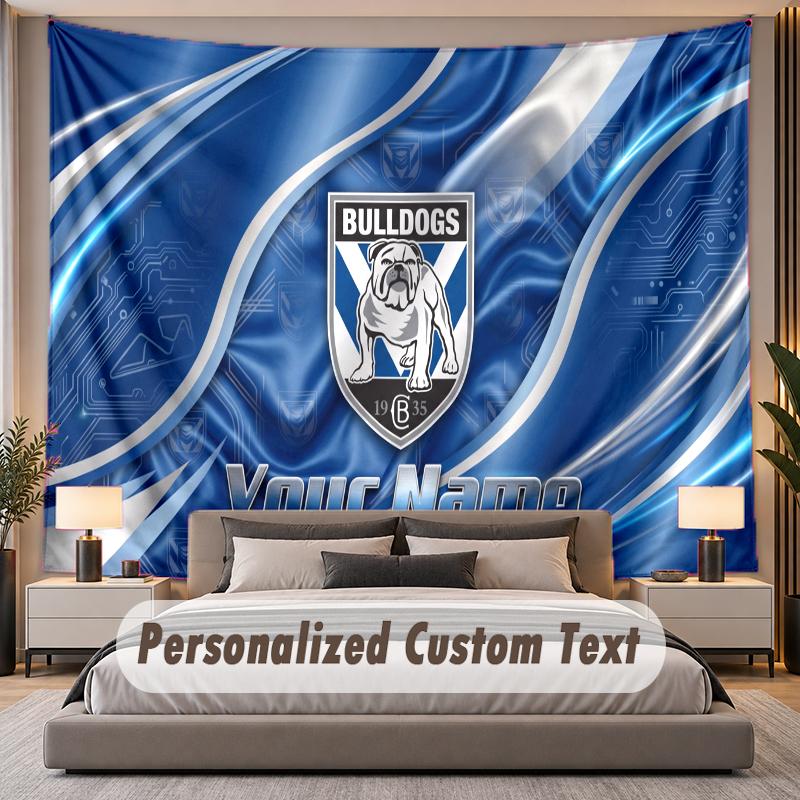 Custom Name Text Tapestry Canterbury-Bankstown Bulldogs Personalized Polyester Wall Tapestry For Bedroom And Room